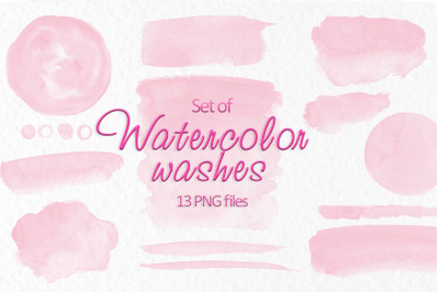 Pink watercolor washes and stains clipart