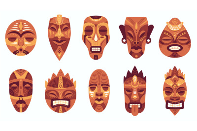 Ethnic masks. Traditional ritual, ceremonial african, hawaiian or azte