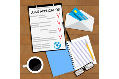 Receiving bank loan concept top view