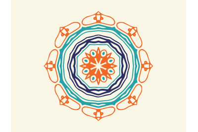 Ornament Abstract Orange Blue Navy Color