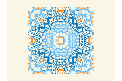 Ornament Abstract Square Blue Orange Color