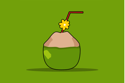 Summer icon with green coconut