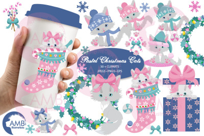 White Christmas Cats Clipart AMB-2666.