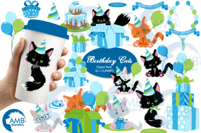 Birthday Boy Cats Clipart AMB-2674