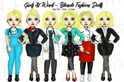 Working Career Girls Blonde Jobs Clipart