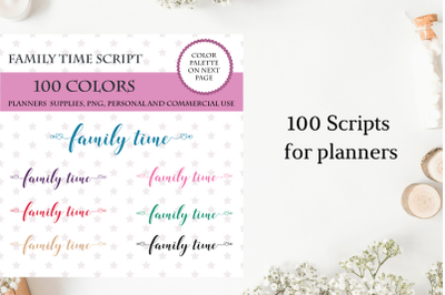 100 Family time font clipart&2C; Family time sticker clipart