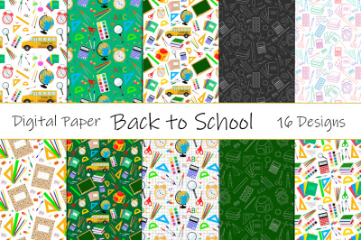 Set seamless patterns Back to school vector illustration