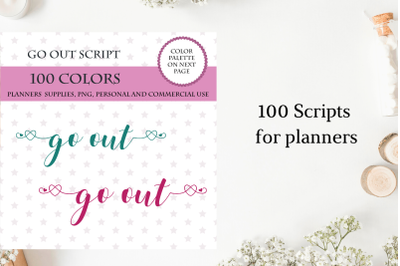 Go out font clipart&2C; Date sticker clipart&2C; Go out digital clipart