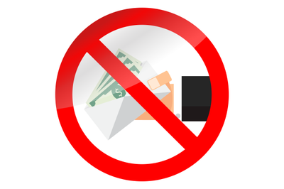 No bribery and salary in envelope symbol