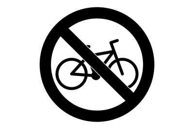 Do not ride bike symbol sign badge