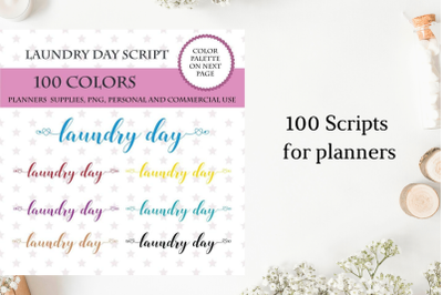 100 Laundry Day font clipart&2C; Cleaning Functional Stickers