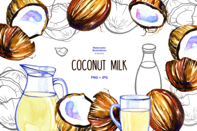 Watercolor coconut milk