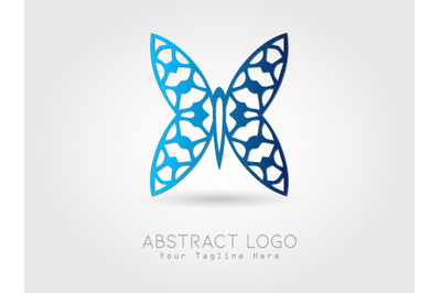 Logo Abstract Butterfly Gradation Blue Color