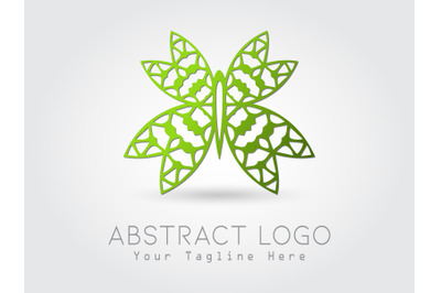 Logo Abstract Butterfly Green Color Design