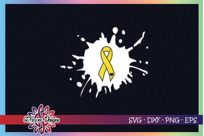 Yellow ribbon svg, awareness svg, splash svg, ribbon splash svg