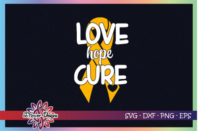 Love, hope, cure, bone cancer awareness svg, yellow ribbon svg