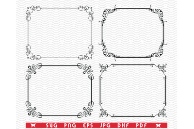 SVG Decorative Frames&2C; Black silhouettes digital clipart