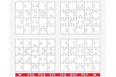 SVG White Puzzles, Separate Pieces digital clipart