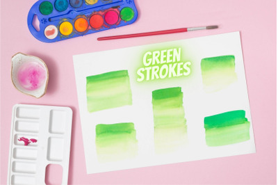 Green Watercolor splash clipart, Green watercolor brush strokes