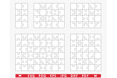 SVG White Puzzles, Separate Pieces digital clipart