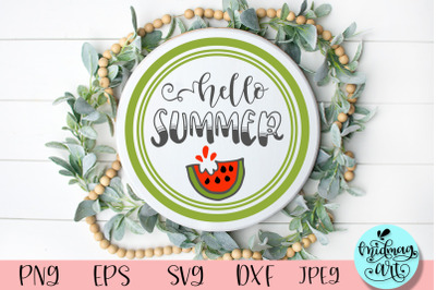 Hello summer round wood sign svg&2C; summer wood sign svg