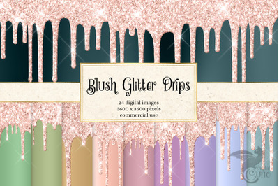 Blush Pink Glitter Drips