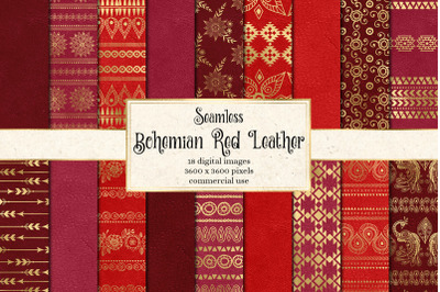 Bohemian Red Leather Digital Paper