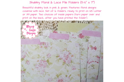 Shabby Floral &amp; Lace Mini File Folders