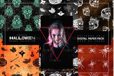 Halloween Digital Paper, Halloween Horror Witch Skulls Ghost Graphics