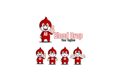 blood Drop Mascot Logo Template