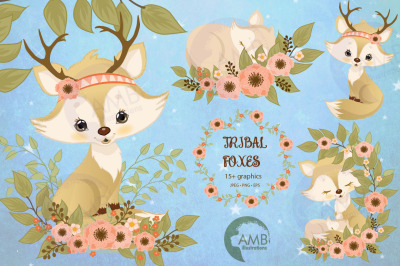 Spring Foxes Clipart AMB-2731