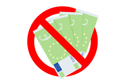 Banned corrupted euro cash. Vector forbidden and prohibited