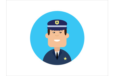 Icon Character Police Blue Background