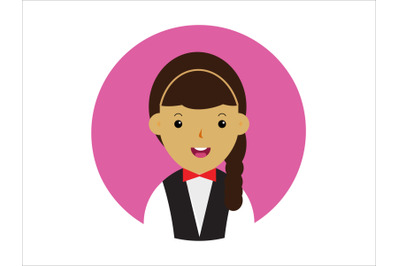Icon Character Waitress Female Red Tie