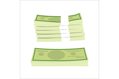 Stack money, dollar cash. Vector bundle cash money