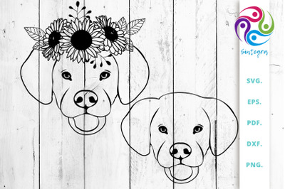 Floral Labrador Dog Svg Cut File