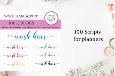 Wash Hair Sticker Planner Font Clipart&2C; Wash Hair sticker clipart&2C; Wash Hair digital clipart