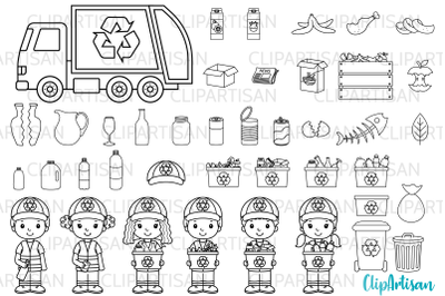 Recycling Clip Art, Garbage Truck Clipart, Earth Day