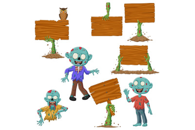 Cartoon Zombies Vector Set