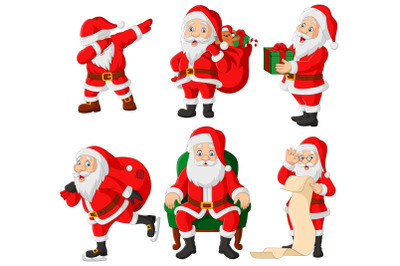 Cartoon Santa Claus Vector Set