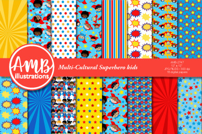 Multi-cultural Superhero Kids Papers AMB-2747