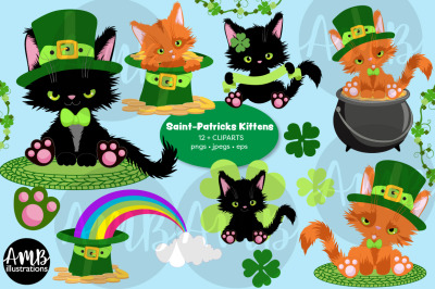 Saint Patrick&#039;s Kittens Clipart AMB-2748