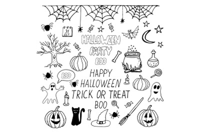 halloween doodle set