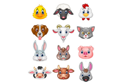 Cartoon Animal Head Vector Set
