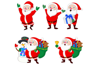 Cartoon Christmas Santa Claus Vector Set
