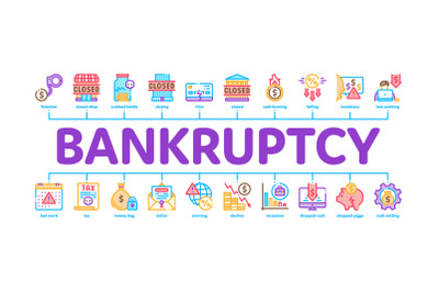 Bankruptcy Business Minimal Infographic Banner Vector