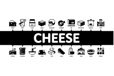 Cheese Dairy Food Minimal Infographic Banner Vector