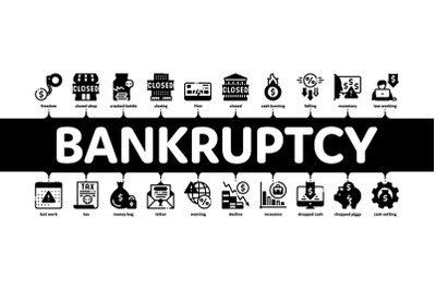 Bankruptcy Business Minimal Infographic Banner Vector