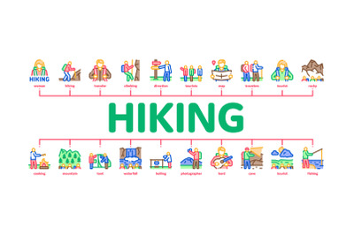 Hiking Extreme Tourism Minimal Infographic Banner Vector