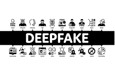 Deepfake Face Fake Minimal Infographic Banner Vector